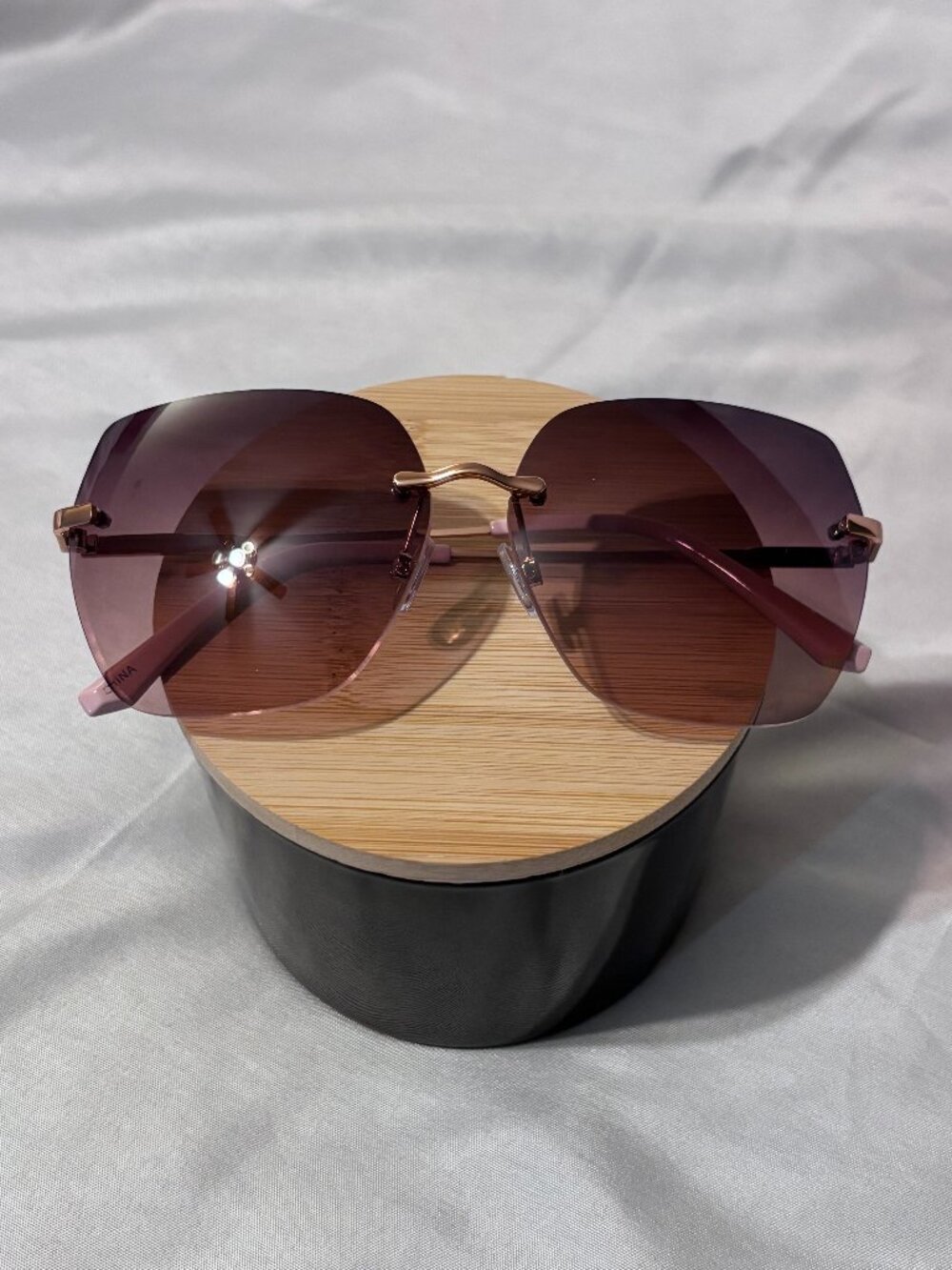 Women’s Rimless Oversized Shield Sunglasses – Rose Gold & Pink Y2K